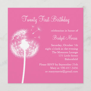 Best Wishes 21st Birthday Invitation (fuchsia)