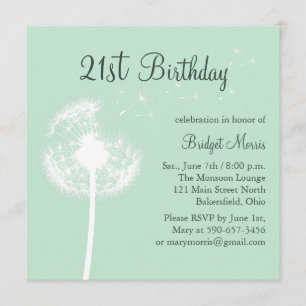 Best Wishes 21st Birthday Invitation in Mint