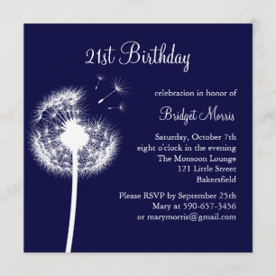 Best Wishes 21st Birthday Invitation (navy)