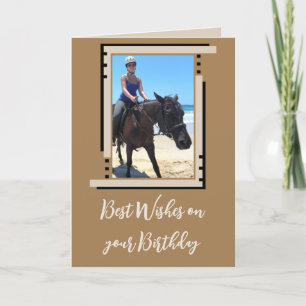 Best wishes add photo brown birthday card