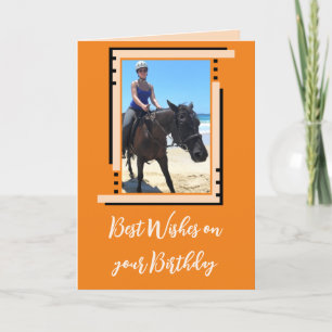 Best wishes add photo orange birthday card