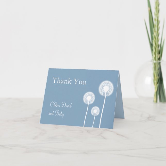 Best Wishes! Baby Shower Thank You Card (blue) (Front)