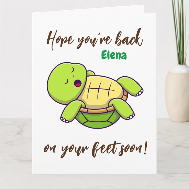 Best wishes- back on feet - Get well soon wish  Thank You Card (Front)