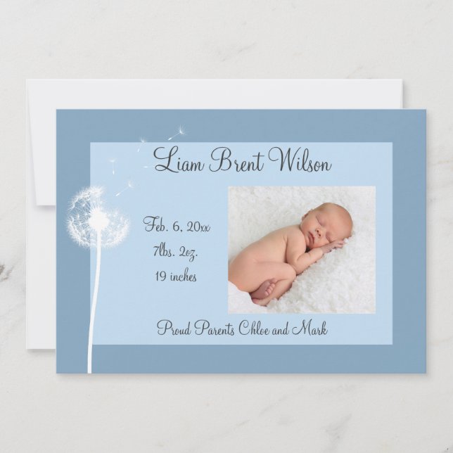 Best Wishes!!! Birth Announcement 1 (blue) (Front)