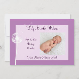 Best Wishes!!! Birth Announcement 1 (purple)
