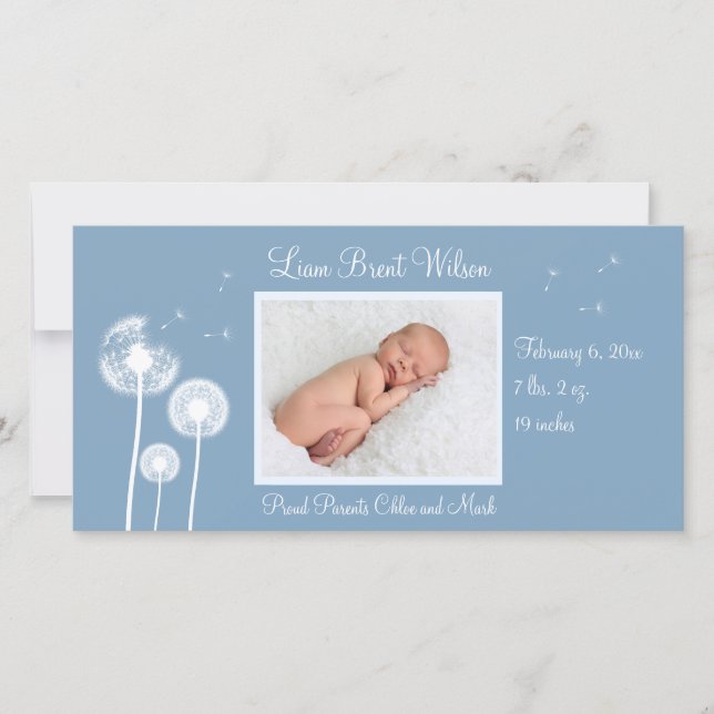 Best Wishes !!! Birth Announcement 2 (blue) (Front)