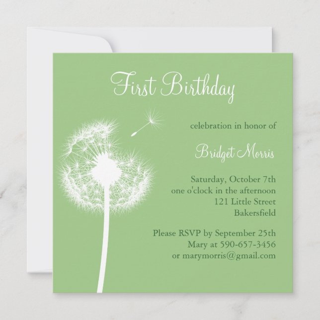 Best Wishes! Birthday Invitation (green) (Front)