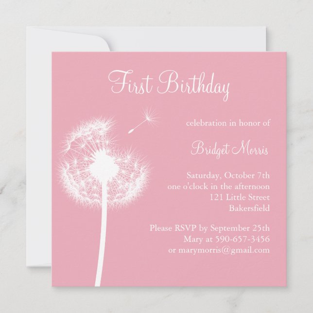 Best Wishes! Birthday Party (pink) Invitation (Front)