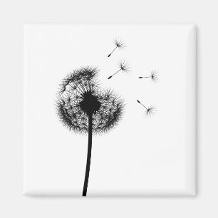 Best Wishes Black Dandelion Magnet