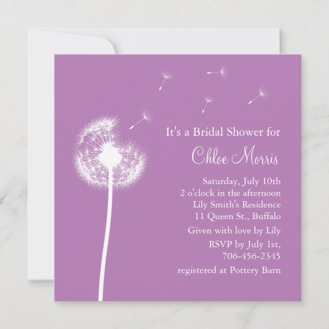 Best Wishes! Bridal Shower Invitation (purple) (Front)