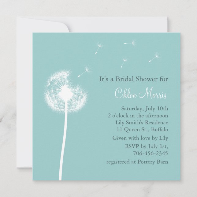 Best Wishes! Bridal Shower Invitation (turquoise) (Front)