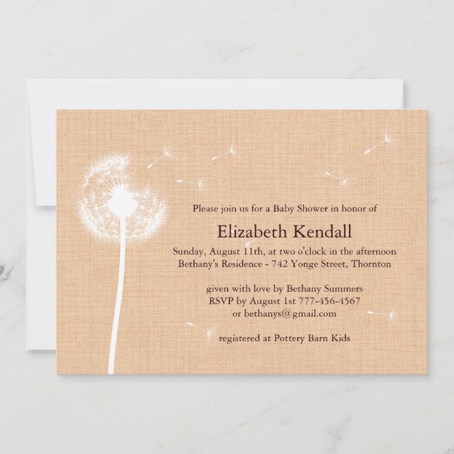 Best Wishes Burlap Baby Shower Invitation (Front)