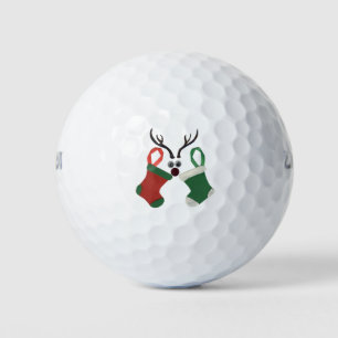 Best Wishes Christmas Special Occasion Red & Green Golf Balls