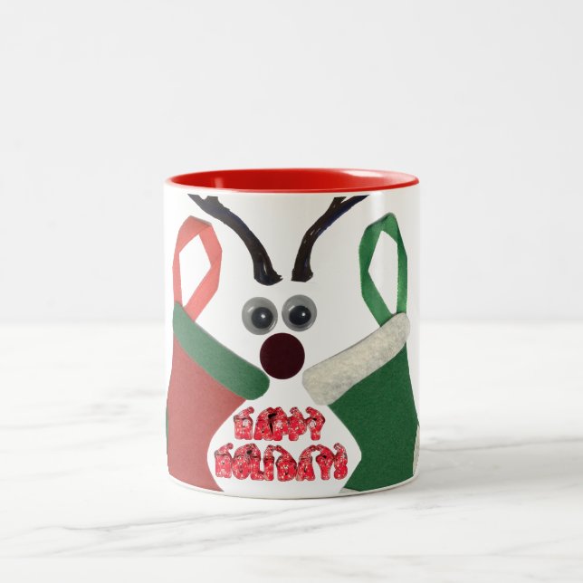 Best Wishes Christmas Special Occasion Red & Green Two-Tone Coffee Mug (Center)