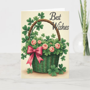 Best Wishes Clover Rose Card