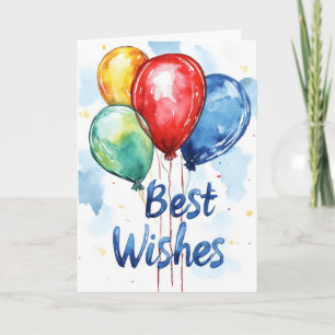 Best Wishes Colourful Balloons Holiday Card