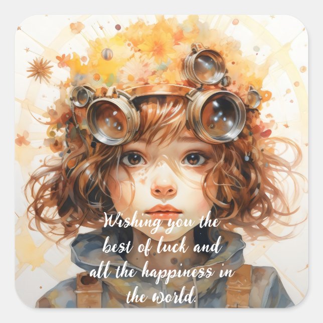 Best wishes Custom text Square Sticker (Front)