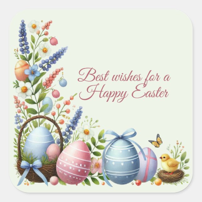 Best Wishes for a Happy Easter Square Sticker (Front)