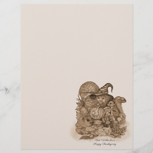 Best Wishes for a Happy Thanksgiving Custom Letterhead (Front)