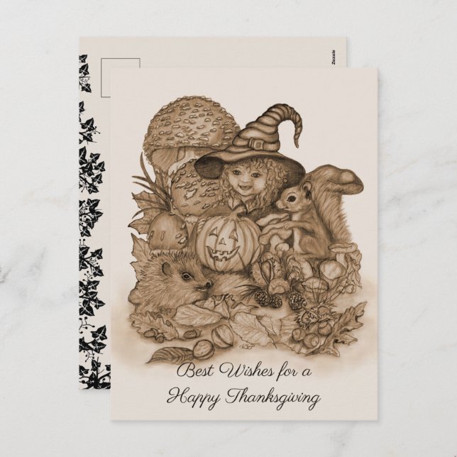Best Wishes for a Happy Thanksgiving Holiday Postcard (Front/Back)