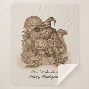 Best Wishes for a Happy Thanksgiving Sherpa Blanket