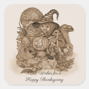 Best Wishes for a Happy Thanksgiving Square Sticker