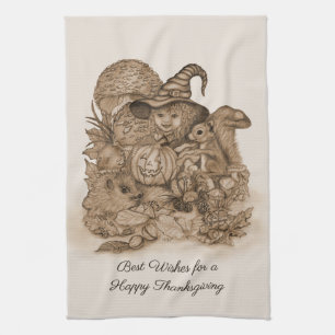 Best Wishes for a Happy Thanksgiving Tea Towel