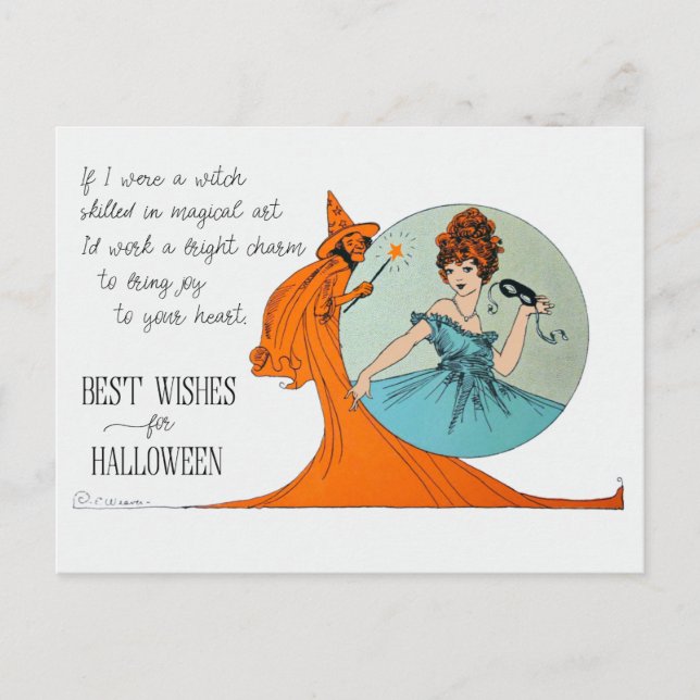 Best Wishes for Halloween Magical Witch Postcard (Front)