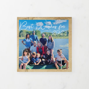 Best Wishes for New Year Photo & Xmas Letter    Tri-Fold Invitation