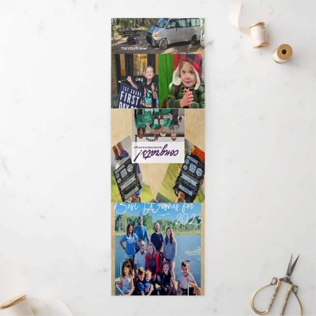 Best Wishes for New Year Photo & Xmas Letter  Tri- Tri-Fold Invitation (Outside)