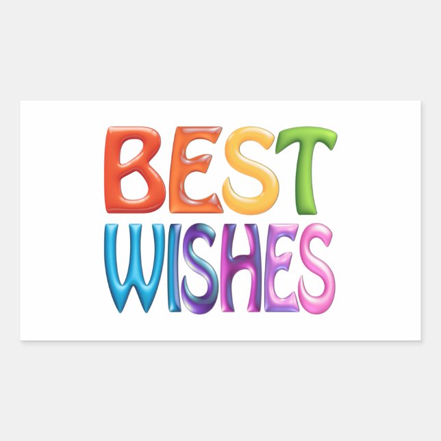 BEST WISHES fun colourful 3d-like logo Rectangular Sticker (Front)