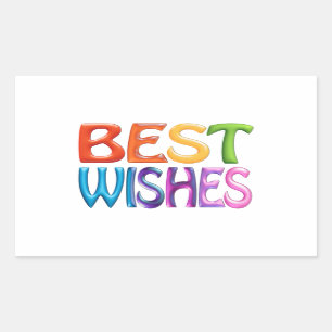 BEST WISHES fun colourful 3d-like logo Rectangular Sticker