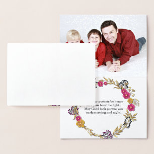 Best Wishes Gold Foil scripted text family photo Foil Card