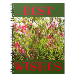 Best wishes green border nature picture flowers notebook