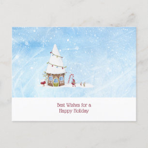 Best Wishes Happy Holiday Gnome Home Postcard