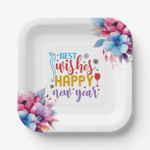 Best Wishes Happy New Year Design-80967 Paper Plate