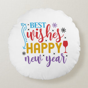 Best Wishes Happy New Year Design-80967 Round Cushion