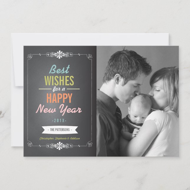 Best Wishes Happy New Year Photo Card (Front)