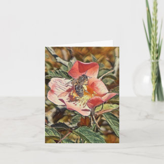 Best Wishes Honey Bee Pastel Art Greeting Card 