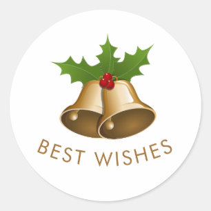 Best Wishes Jingle Bells Classic Round Sticker