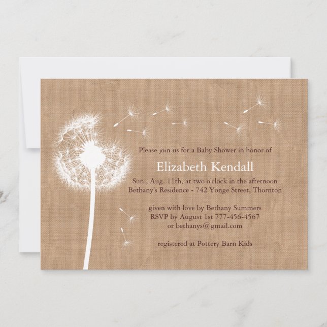 Best Wishes Medium Burlap Baby Shower Invitation (Front)