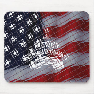 Best Wishes Merry Christmas United States Flag Art Mouse Mat