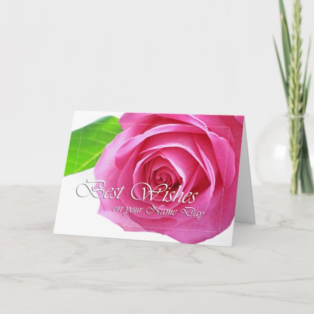 Best wishes, name day, rose card (Front)