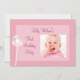 Best Wishes!!! Photo Birthday Party Invite (pink)