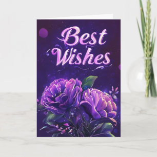 Best Wishes Purple Flowers Holiday Card