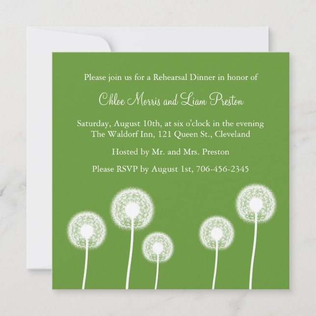 Best Wishes! Rehearsal Dinner Invitation (green) (Front)