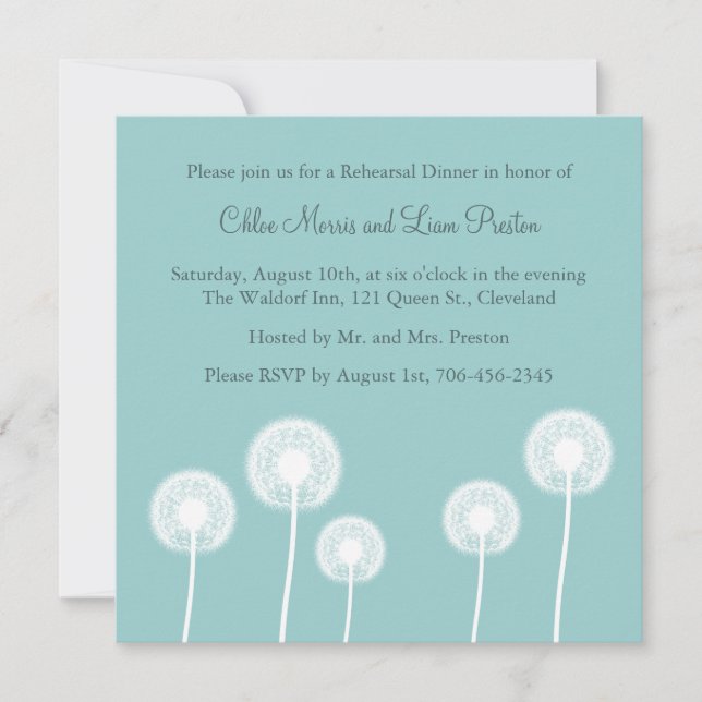 Best Wishes! Rehearsal Dinner Invite (turquoise) (Front)