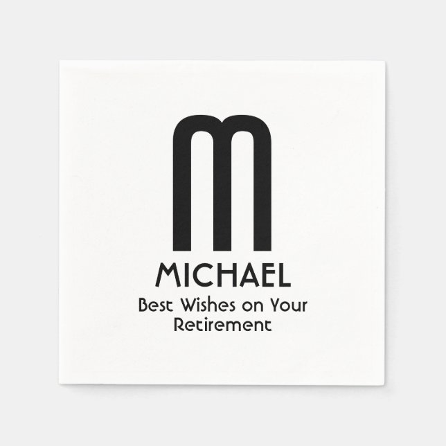 Best Wishes Retirement Monogram Paper Napkin (Front)