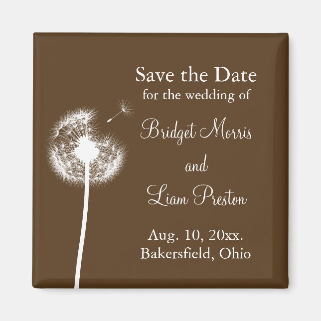 Best Wishes! Save the Date (brown) Magnet (Front)