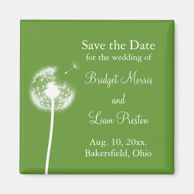 Best Wishes! Save the Date (green) Magnet (Front)